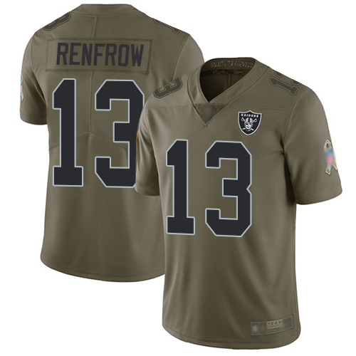 Men Oakland Raiders Limited Olive Hunter Renfrow Jersey NFL Football #13 2017 Salute to Service Jersey